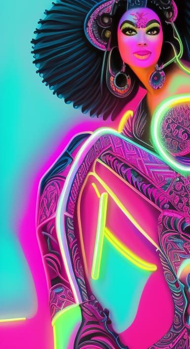 Creole Woman in Cyberpunk Underground Comix Style