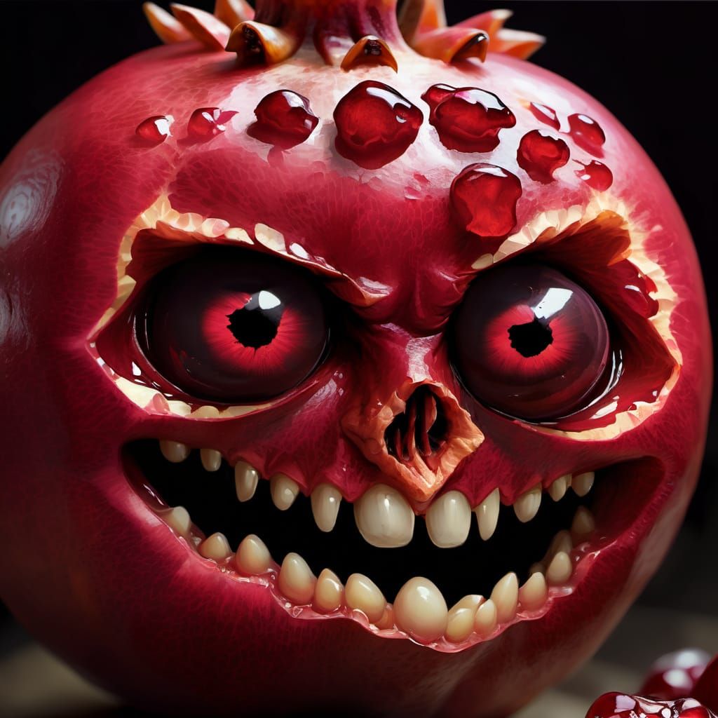 Mysterious Pomegranate with an Ominous Visage