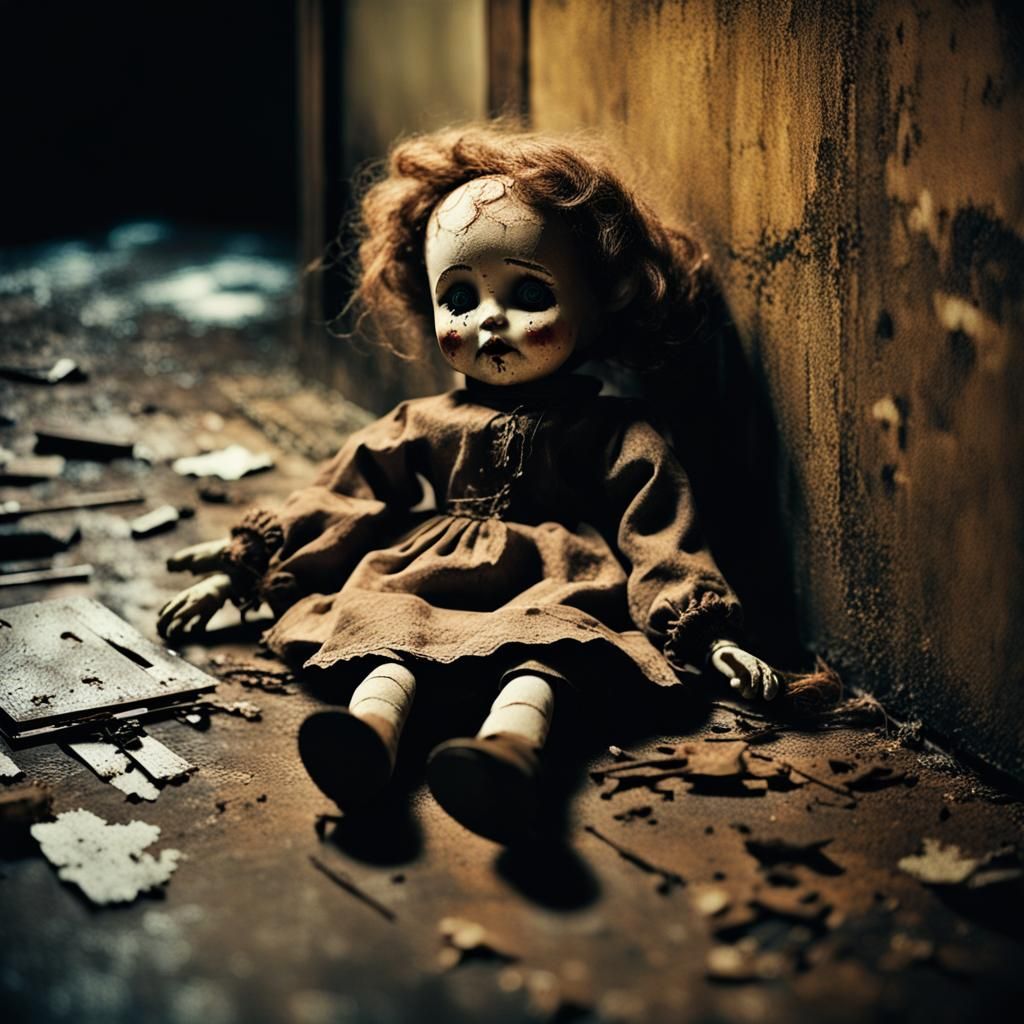 Eerie Close-Up of Creepy Antique Doll