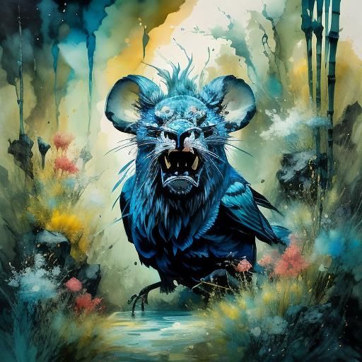 Inky Geisha Mice Feigning Displeasure