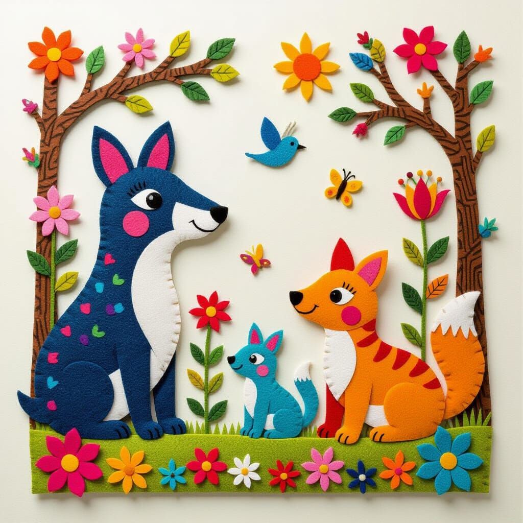 Felt Art: Whimsical Animals and Objects in Folk Style