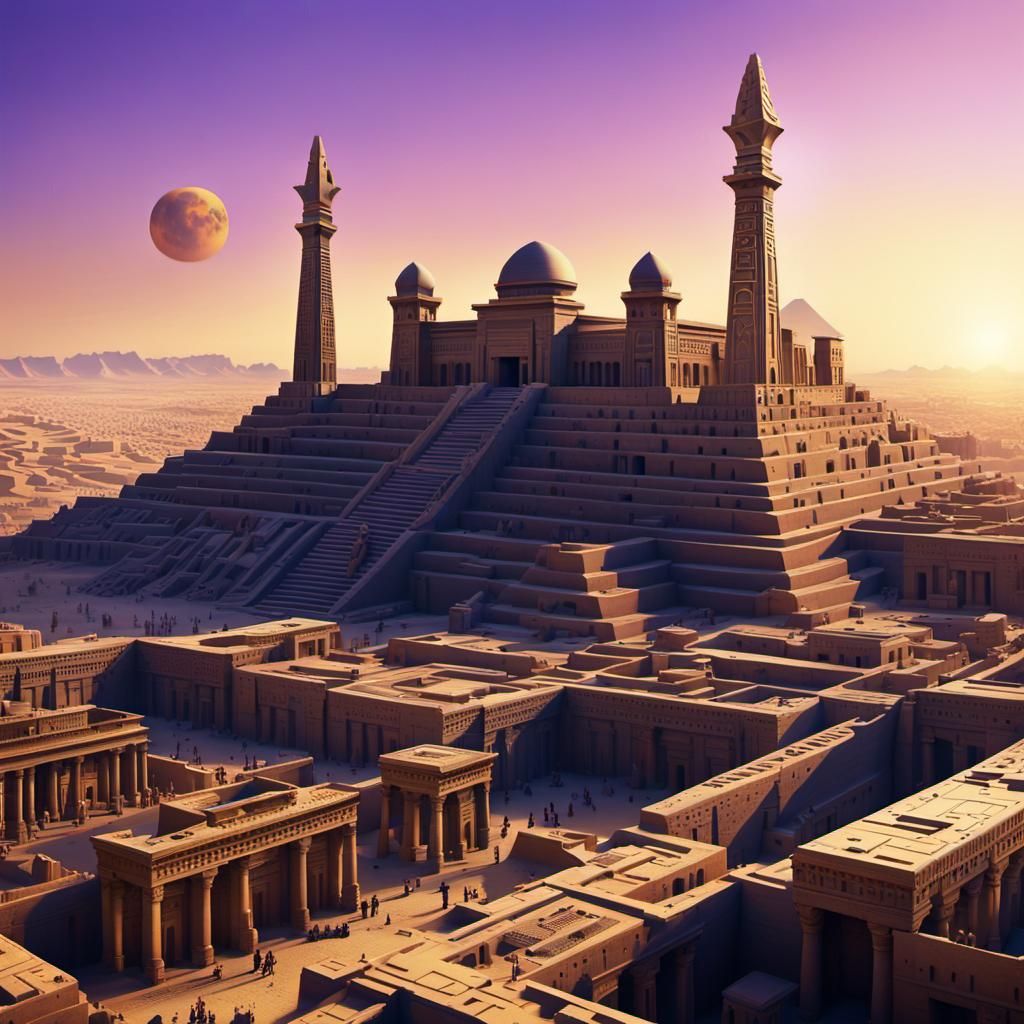 Steampunk Egyptian Necropolis with Escher-inspired Architect...