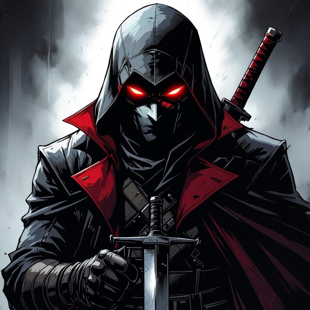Mysterious Assassin in Dark Comic Style