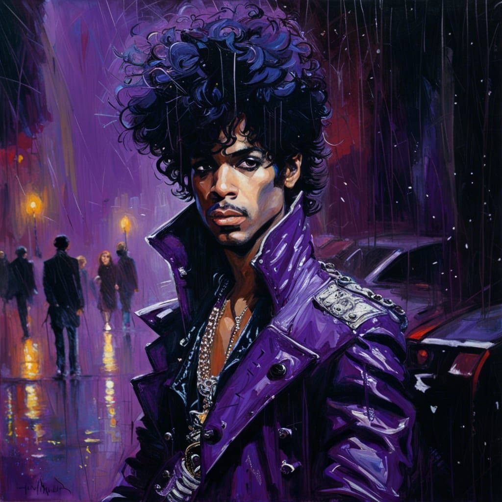 Prince in Purple Rain: Oil Painting