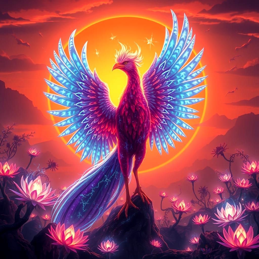Bioluminescent Phoenix Rising on Exoplanet: Splash Art