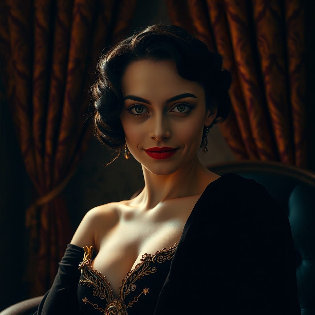 Mysterious Woman in Luxurious Setting