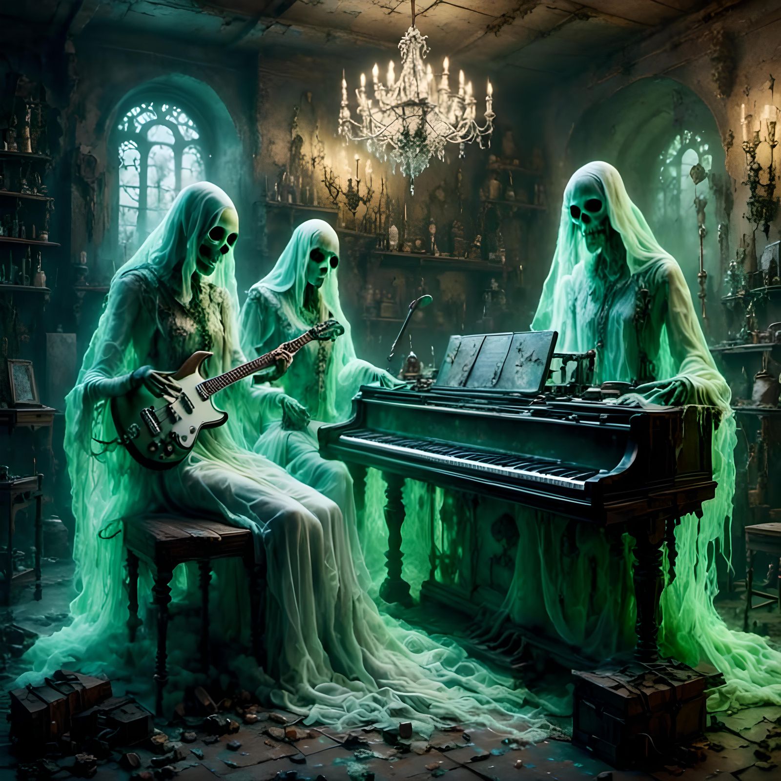 Rock Star Ghosts Perform in Anime-Style Basement Studio