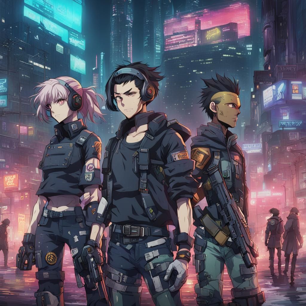 Anime Cyberpunk Team After Botched Job