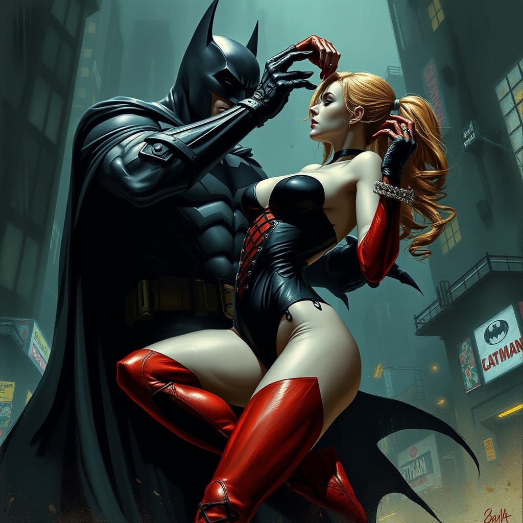 Dark Knight Engages Sultry Harley Quinn in Gritty Gotham Cit...