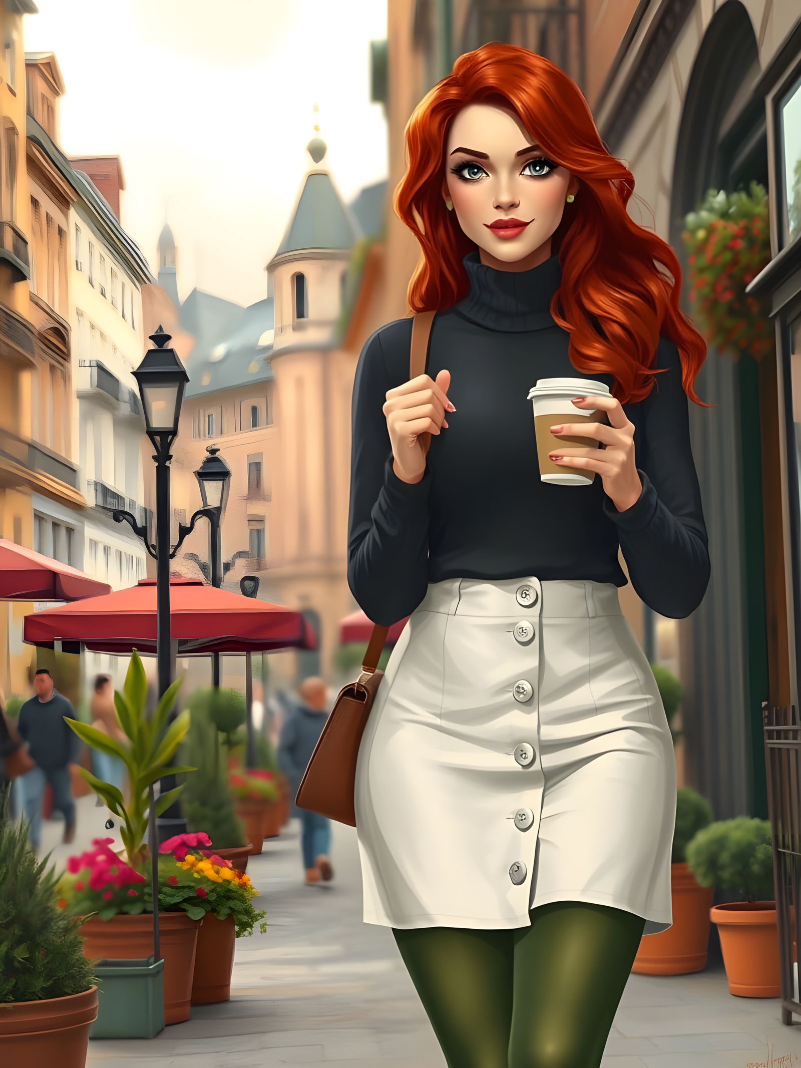 Curvy Redhead in Cozy City: Detailed Shading