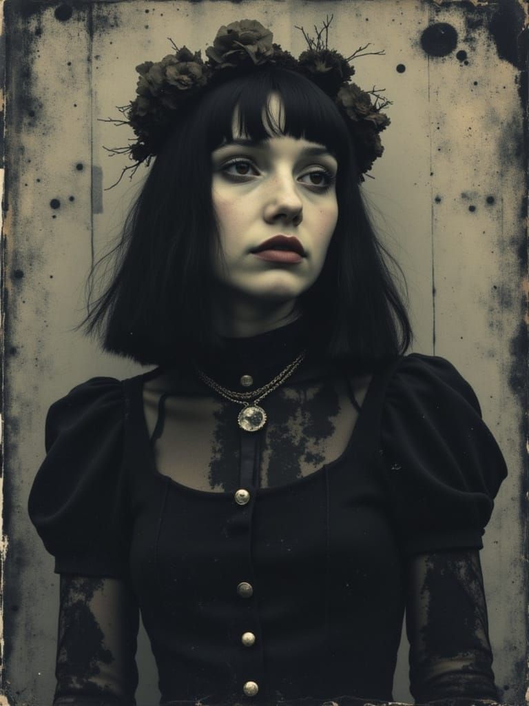 Gothic Portrait in Ornate Frame, in Victorian Style