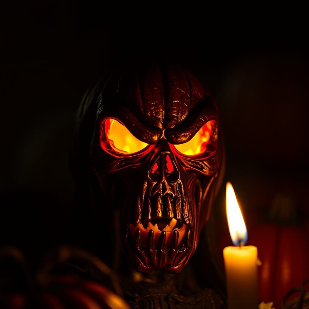 Grotesque Jack-o'-Lantern MF DOOM Mask in Horror Style