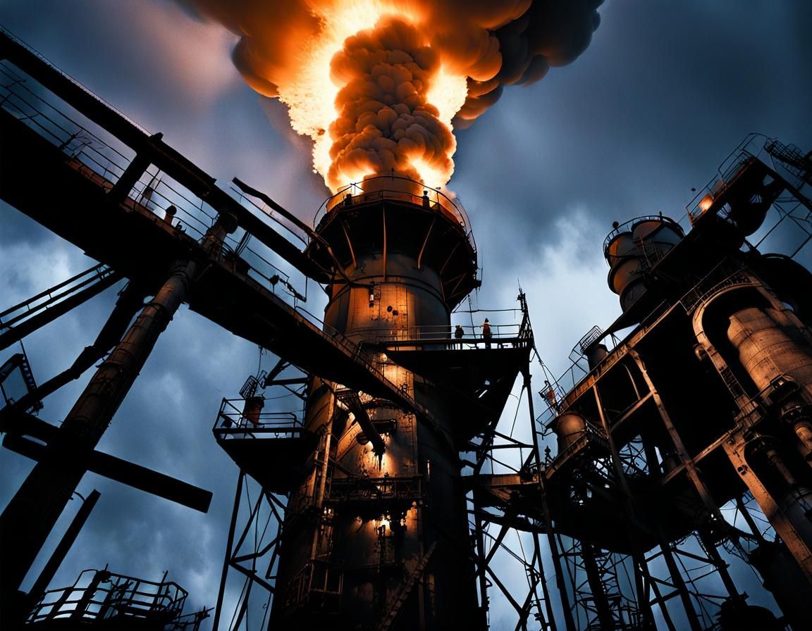 Lovecraftian Black and White Machinery Explosion