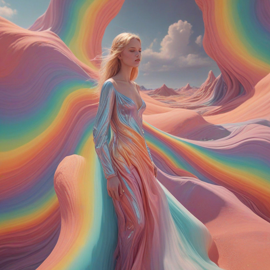 Surreal Figure in Shimmering Landscape