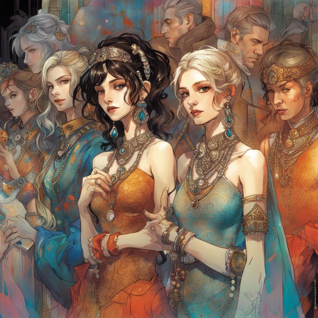 Opulent Party Scene in Hyperrealistic Style