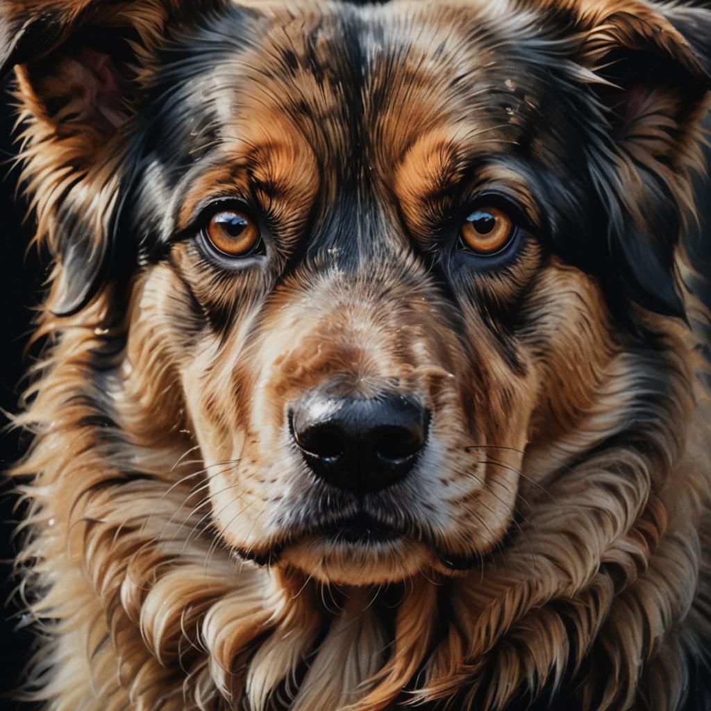 Hyperrealistic Dog Portrait with Intense Stare
