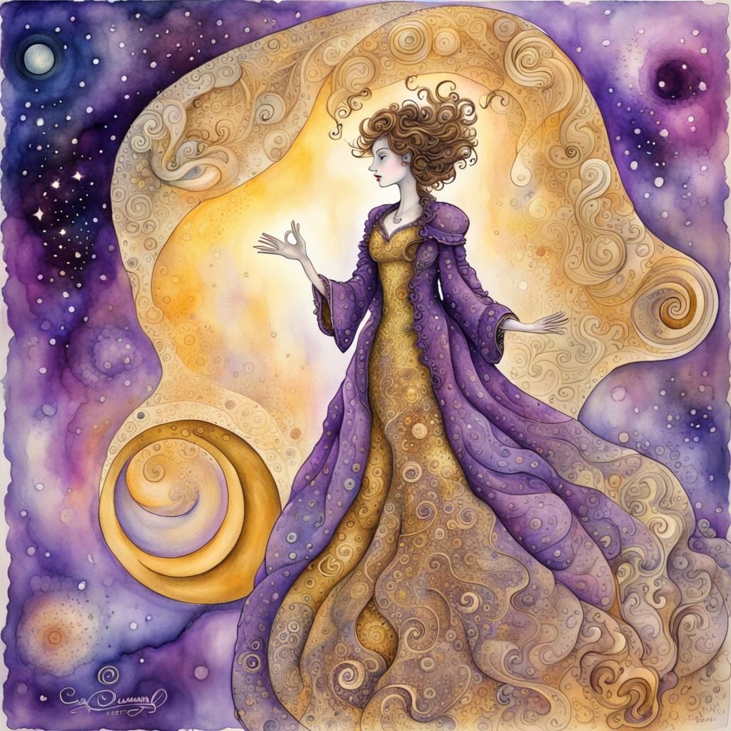 Cosmic Magician in Dreamscape, Chagall Style