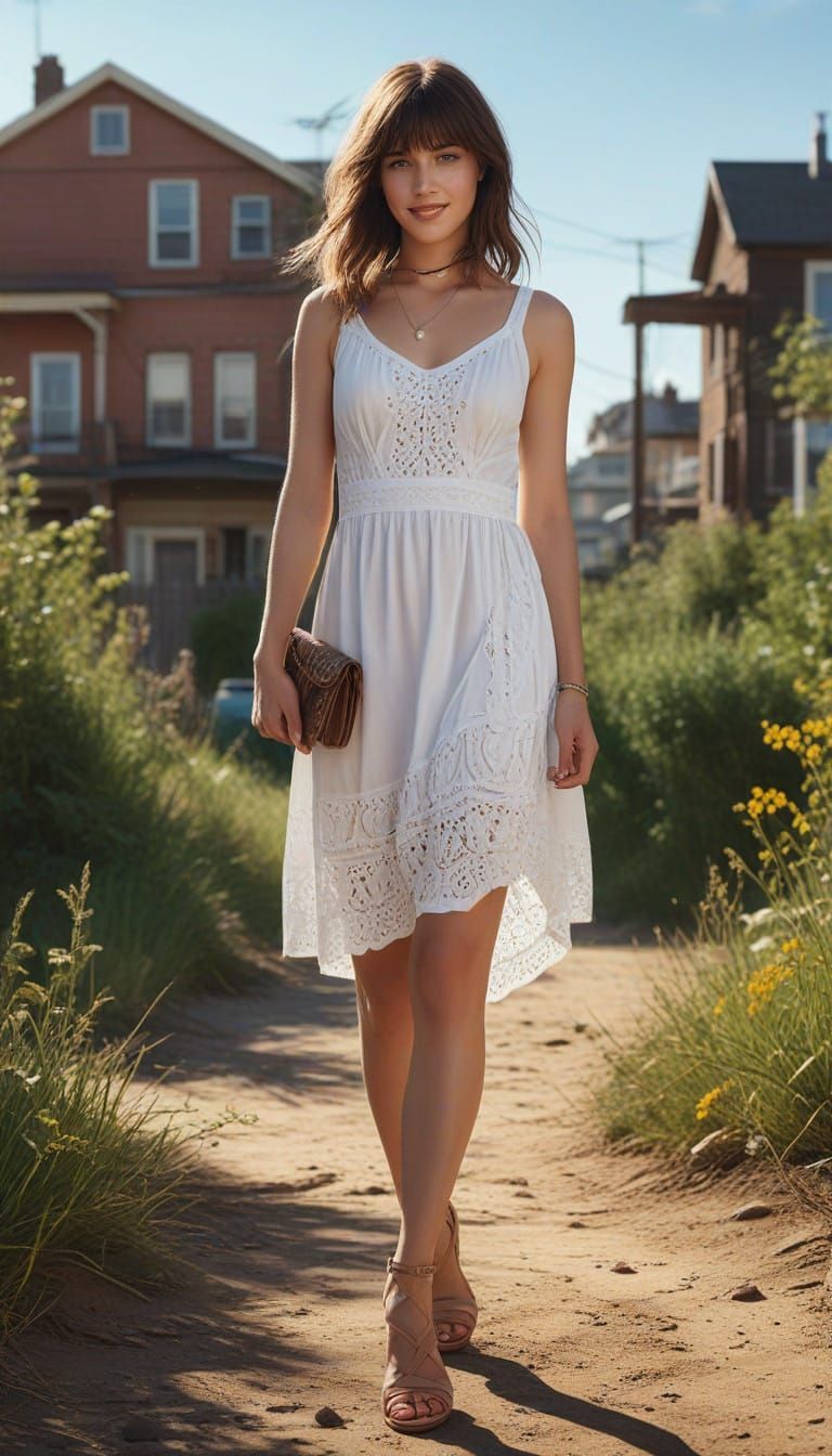 Stunning European Woman in Summer Elegance