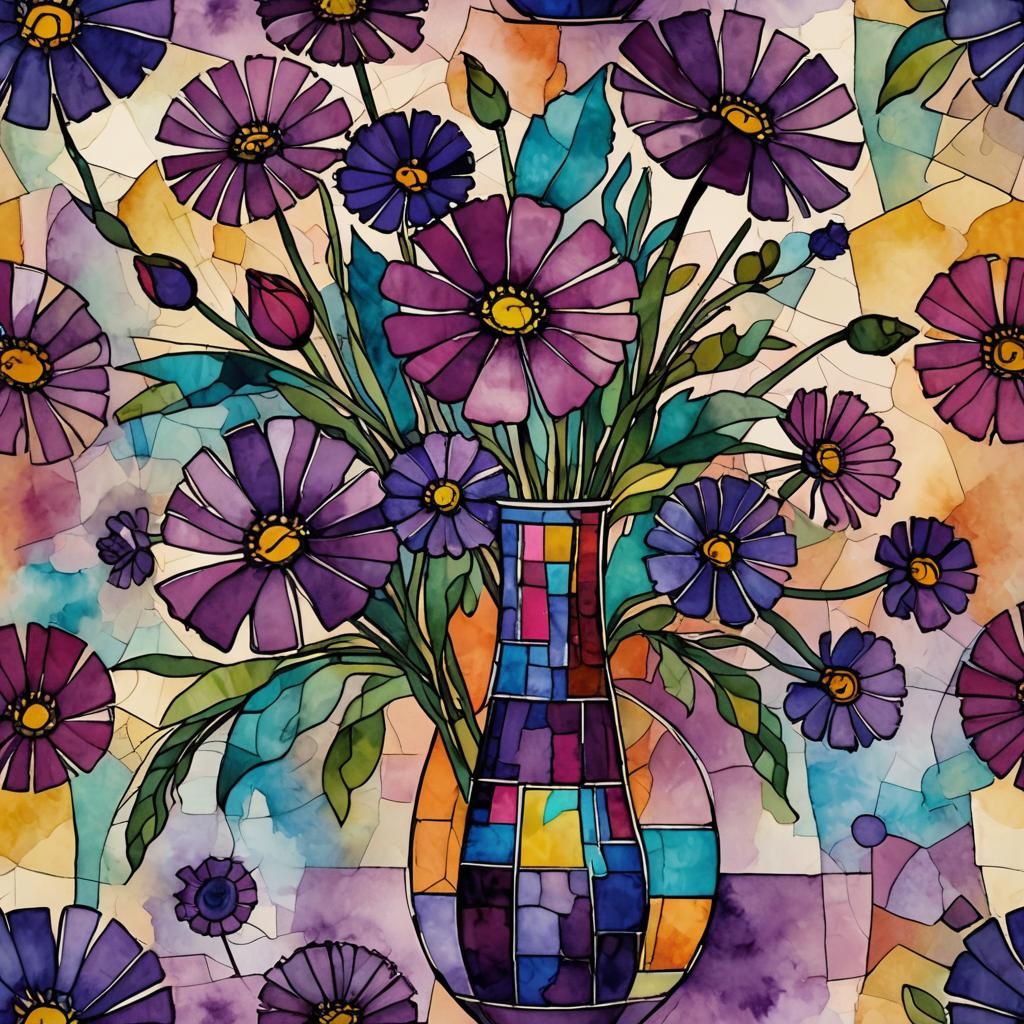 Purple flowers in a vase