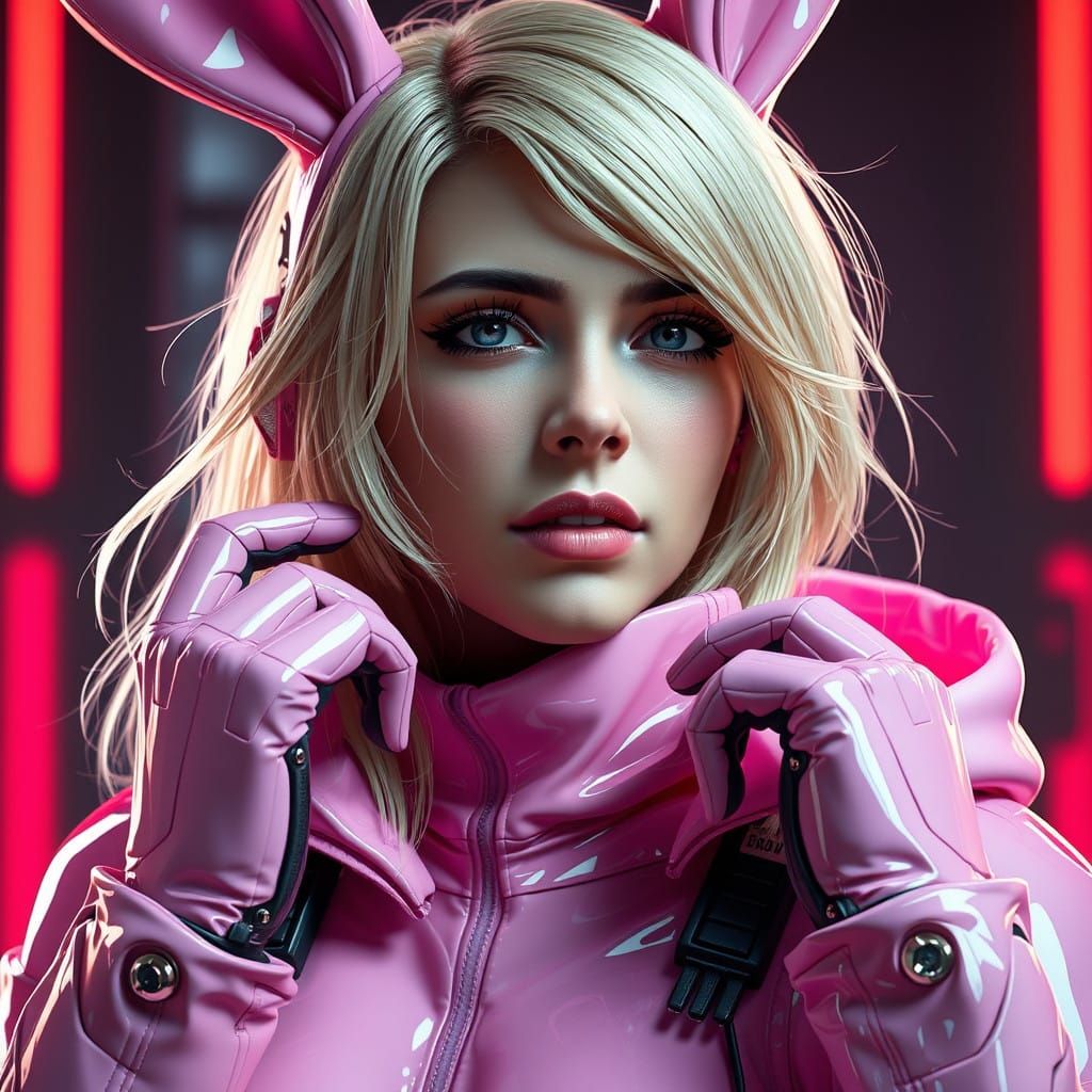 Glamorous Cybernetic Bunny in Triadic Colors