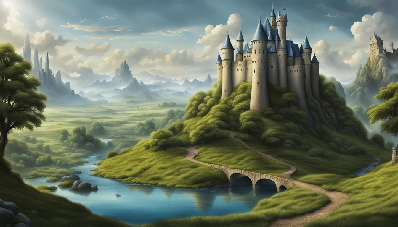 Fantasy Castle Landscape Trading Card