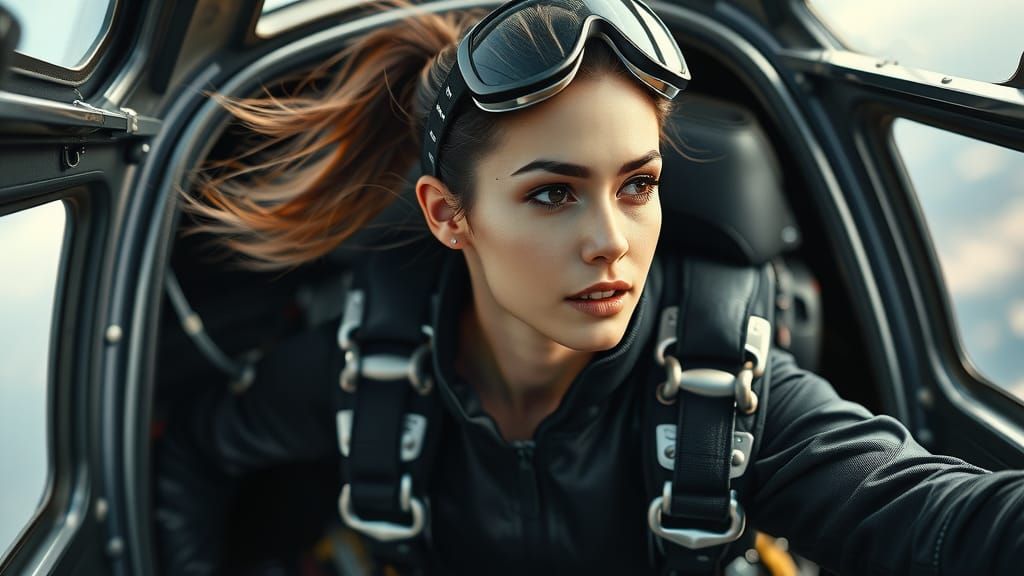 Focused Skydiver Portrait at Plane Door