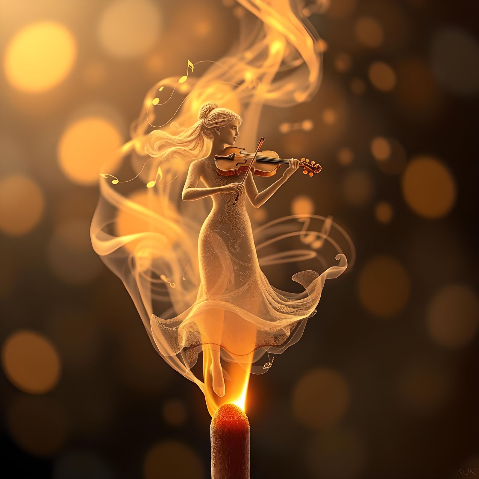 Smoke Violinist Emerges in Digital Fantasy Art