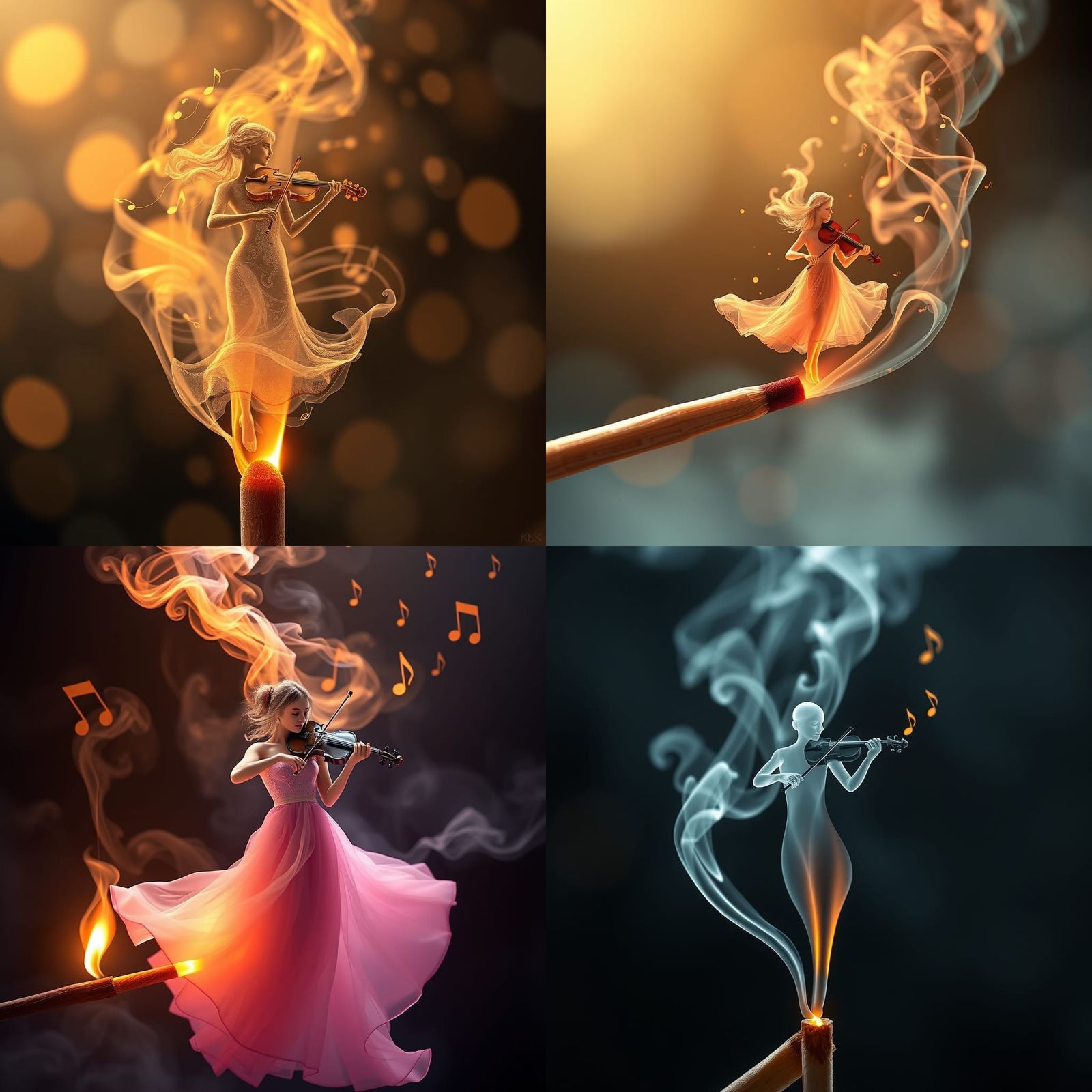 Violinist in Smoke: Ethereal Digital Painting