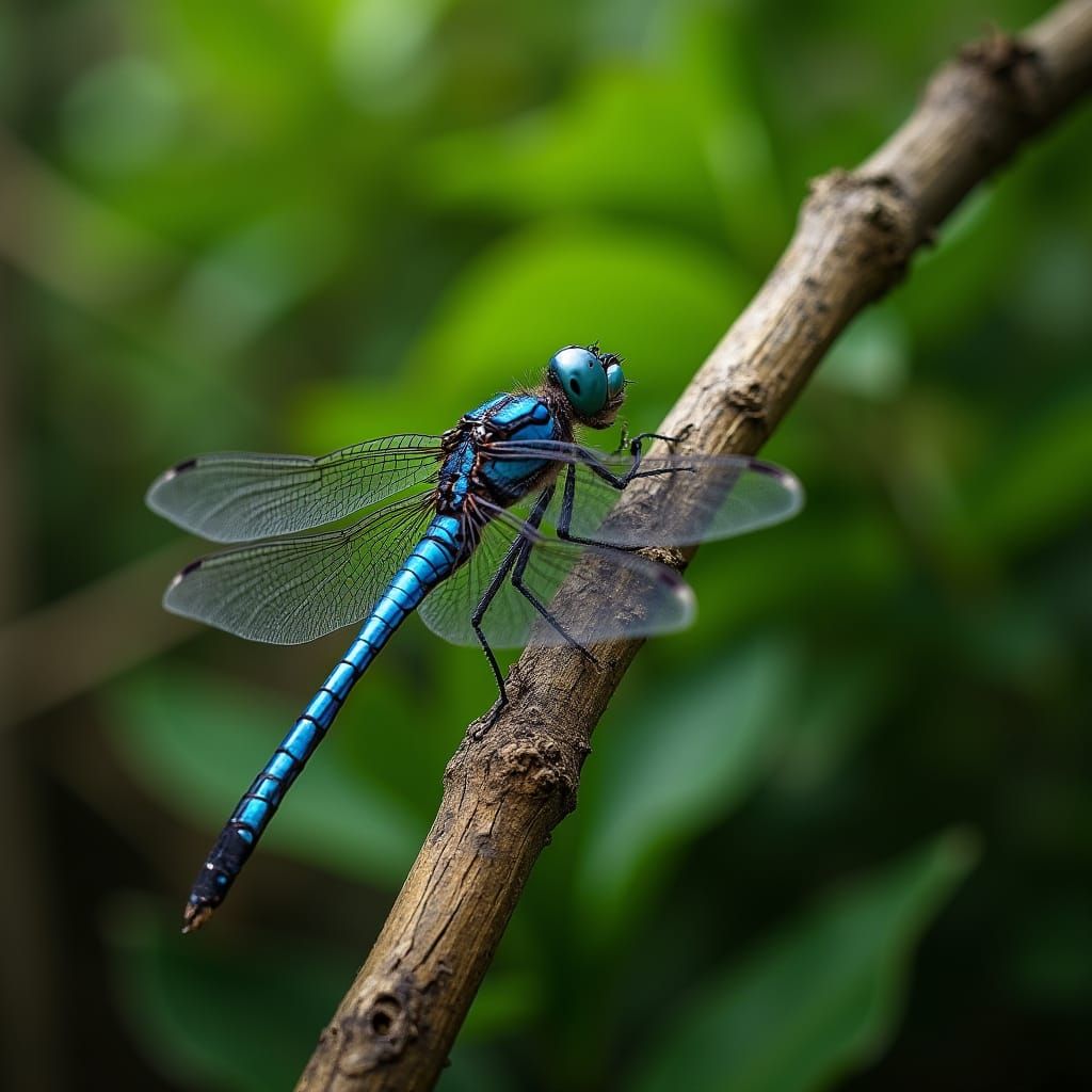 Dragonfly on Branch in Maldives: Realistic Wildlife Photo