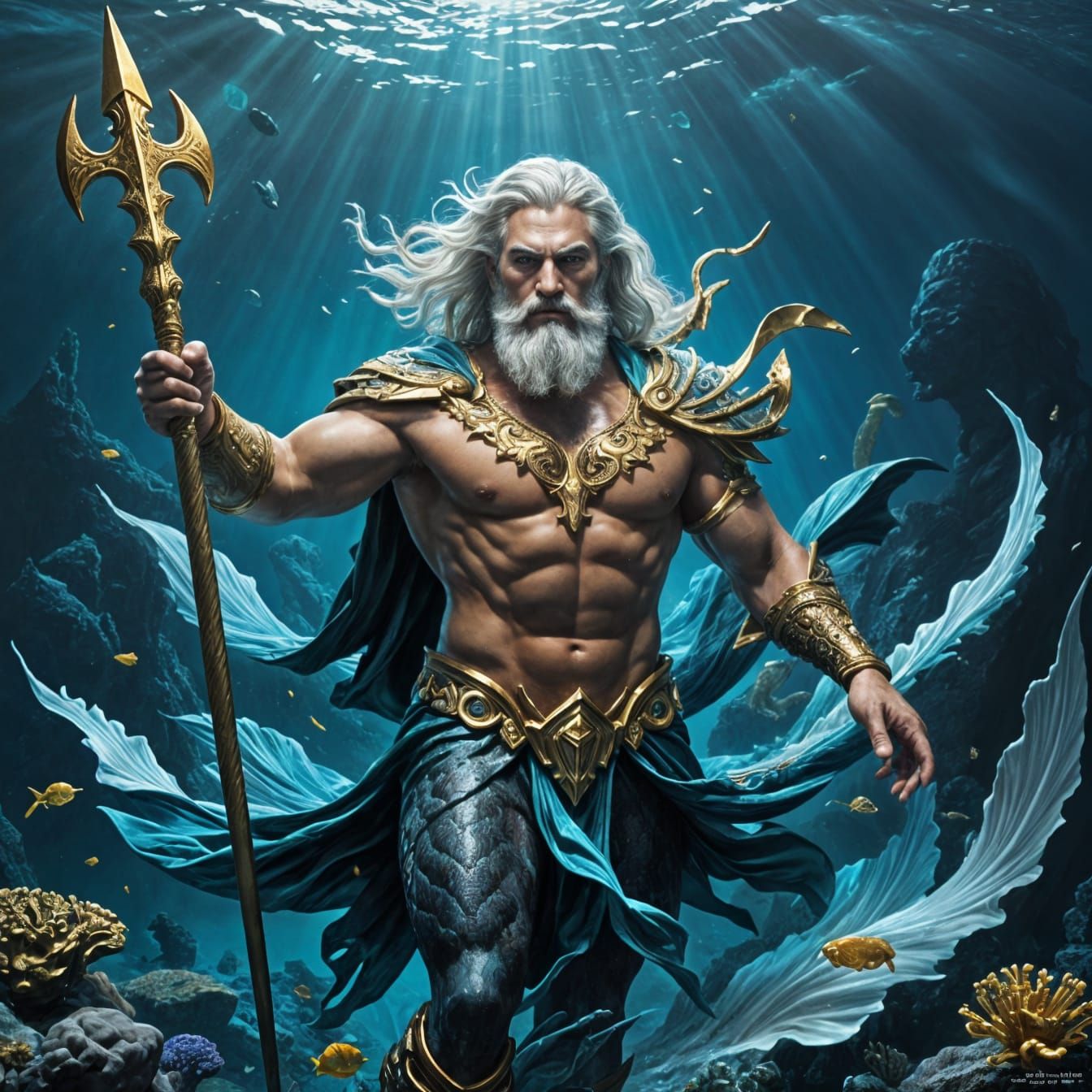 Surreal King of the Ocean in Oil Painting Style