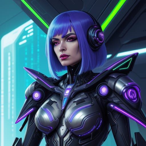 Futuristic Woman in Cityscape: Surreal Sci-Fi Art