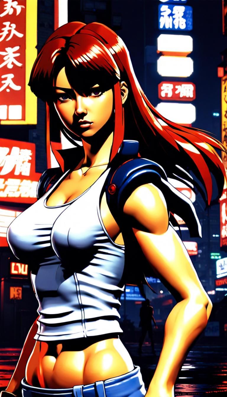 Anime Portrait in Streets of Rage Style