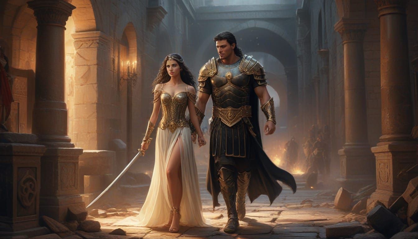 Glowing Gladiator Protects Golden Princess in Ancient Rome D...