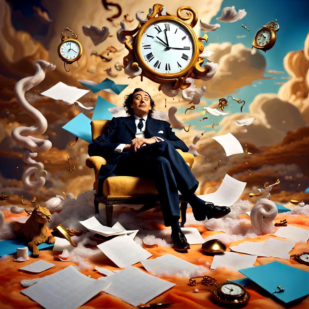 Lazy God Lounging on Cloud in Surrealist Style