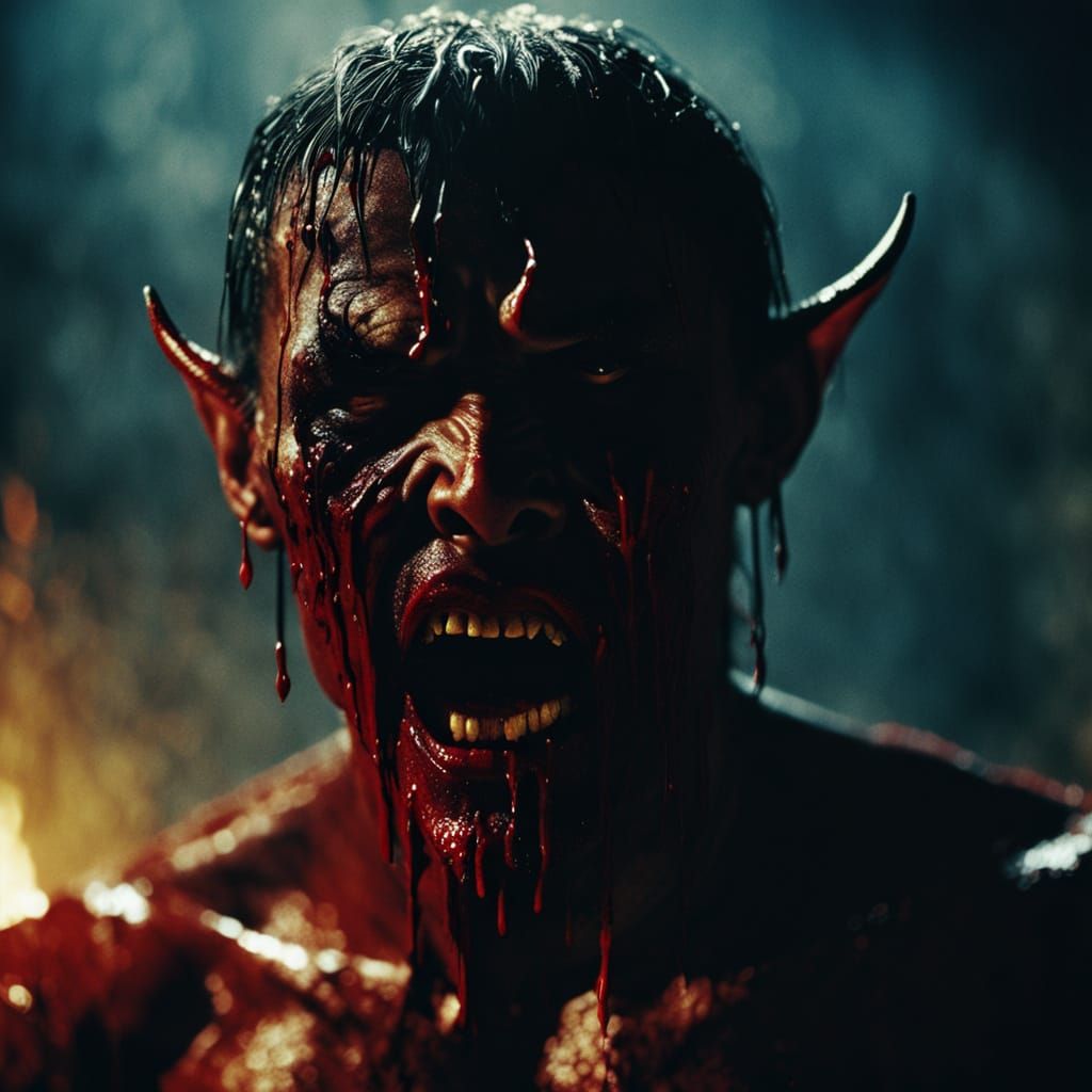 Demon Crying Blood in Dark Fantasy Style