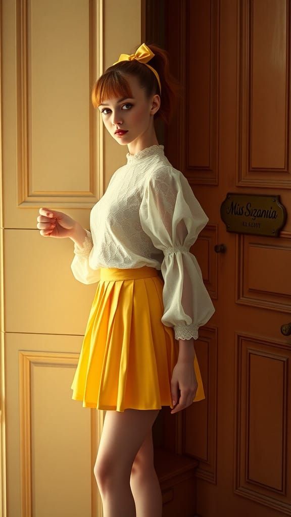 Androgynous Youth Before a Elegant Office Door