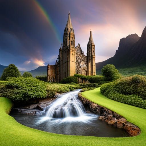 Futuristic Gothic Cathedral on Alien Planet