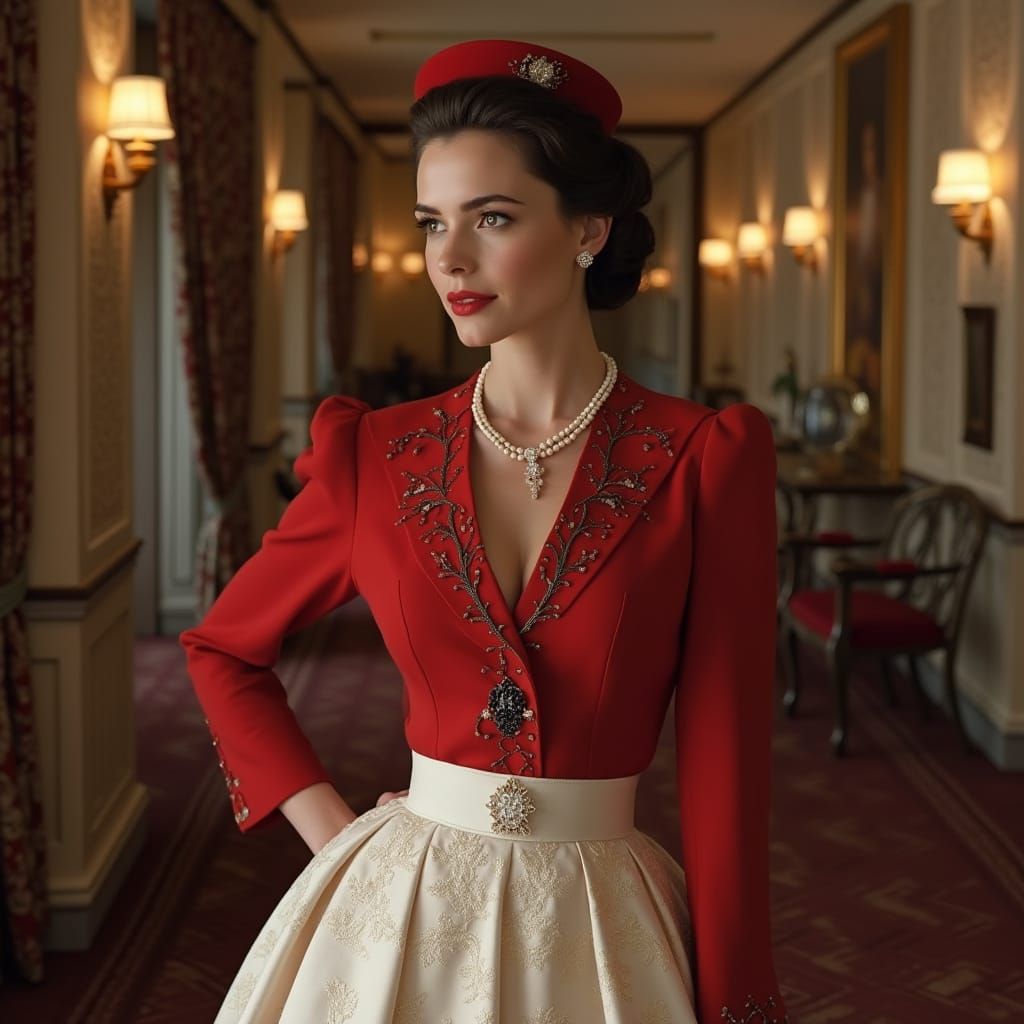 Glamorous Southern Belle in Elegant Red Jacket