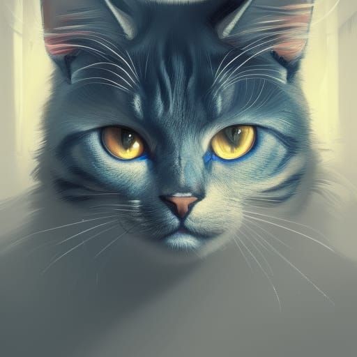 Hyperdetailed Cat Portrait in Digital Art Style