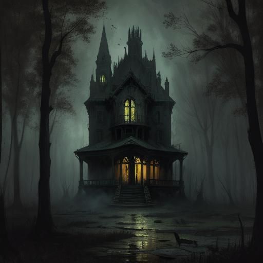 Haunted House in Woods, Gothic Horror Style