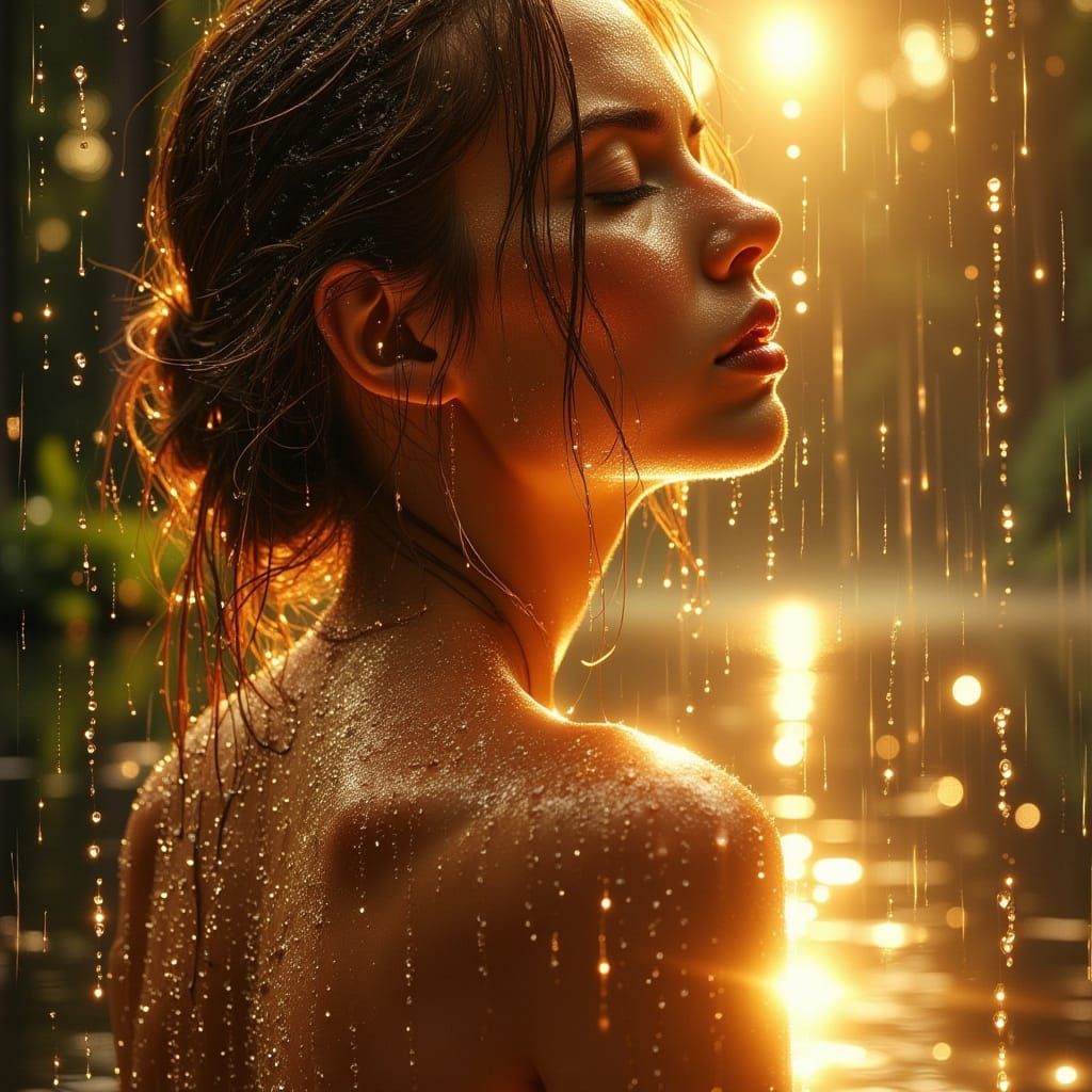 Woman in Rain: Exquisite Flux Painting