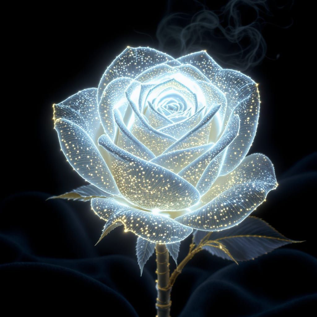 Glowing Neon Rose with Metallic Petals
