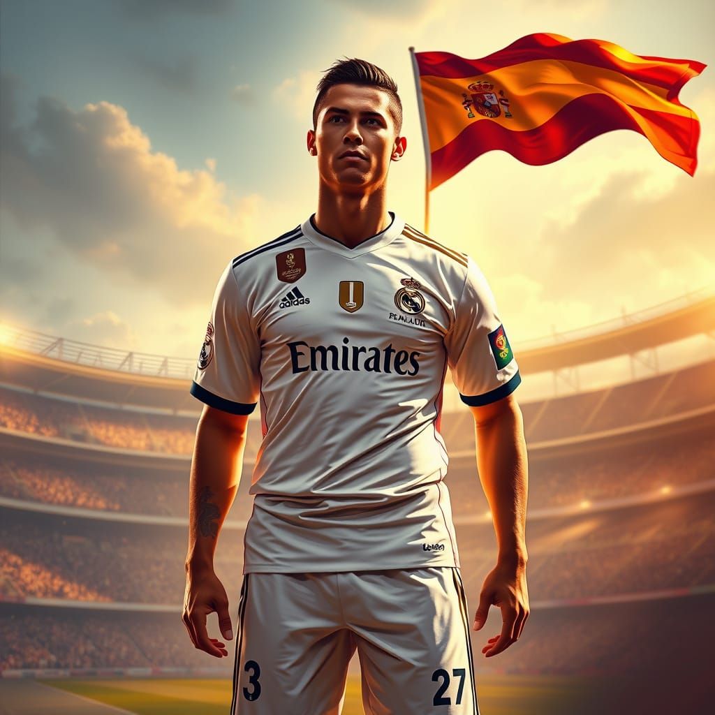 Confident Cristiano Ronaldo in Real Madrid Kit, Inspired by ...