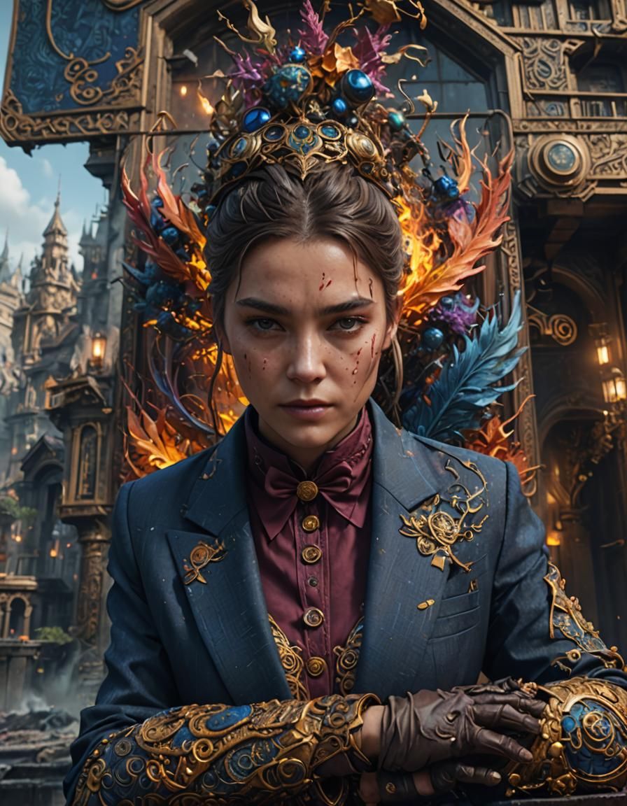 Suit Woman in Detailed Matte Painting Style