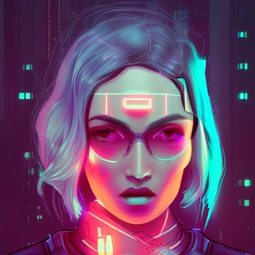 Cyberpunk Babe Portrait in Dim City Light