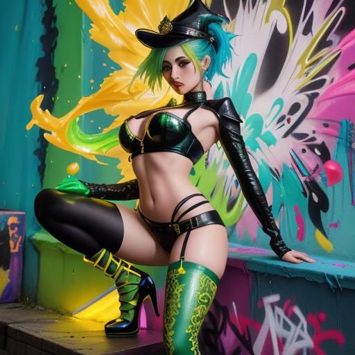 Fantasy Mages in Graffiti Splash Art Style