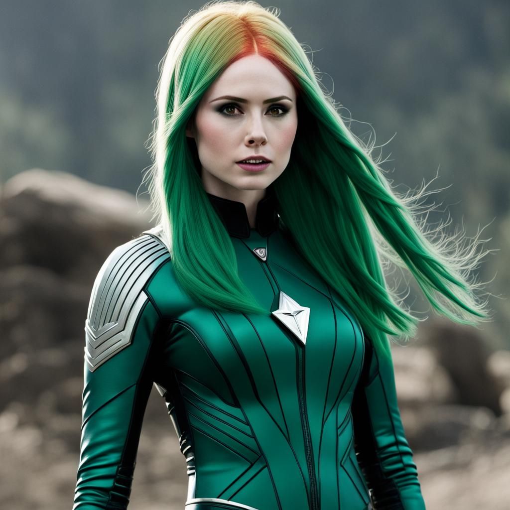 Karen Gillan as Polaris with Green Hair