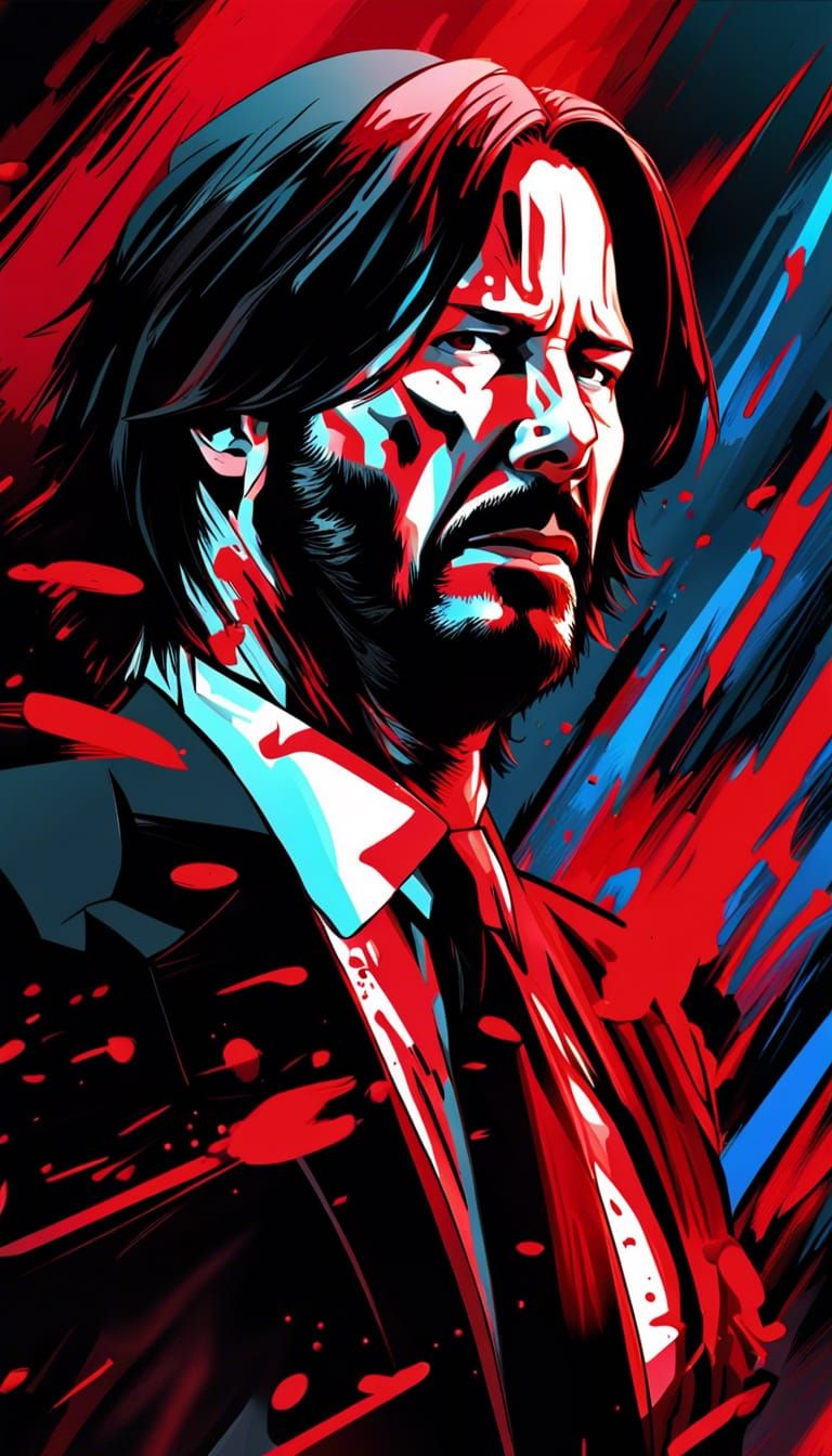 John Wick in Noir Comic Book Style