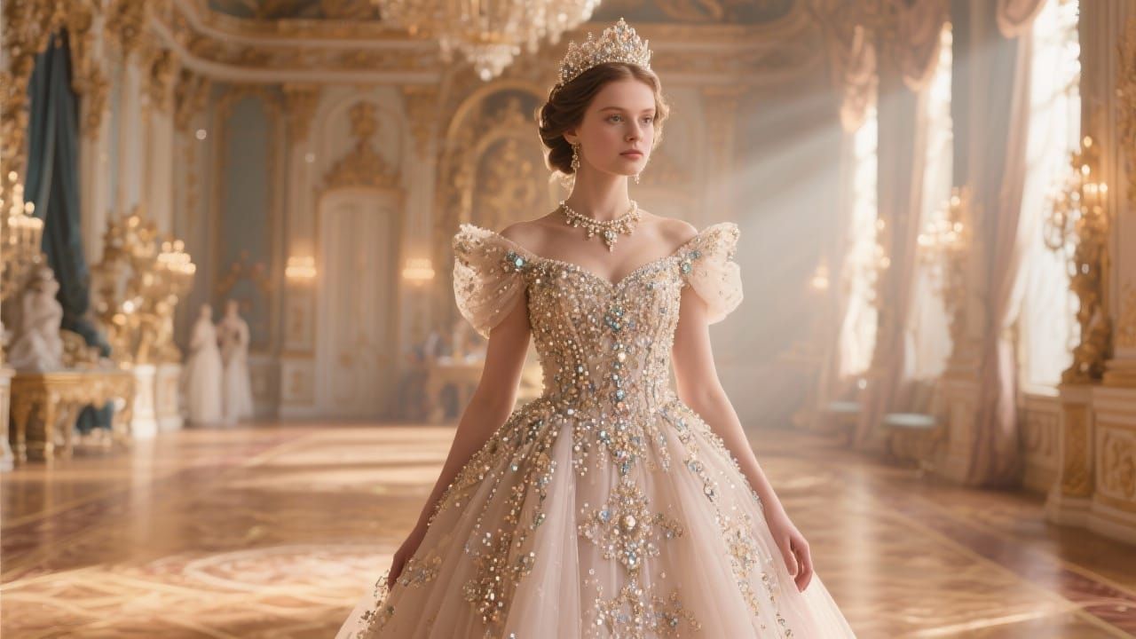 Elegant Princess in Haute Couture Gown