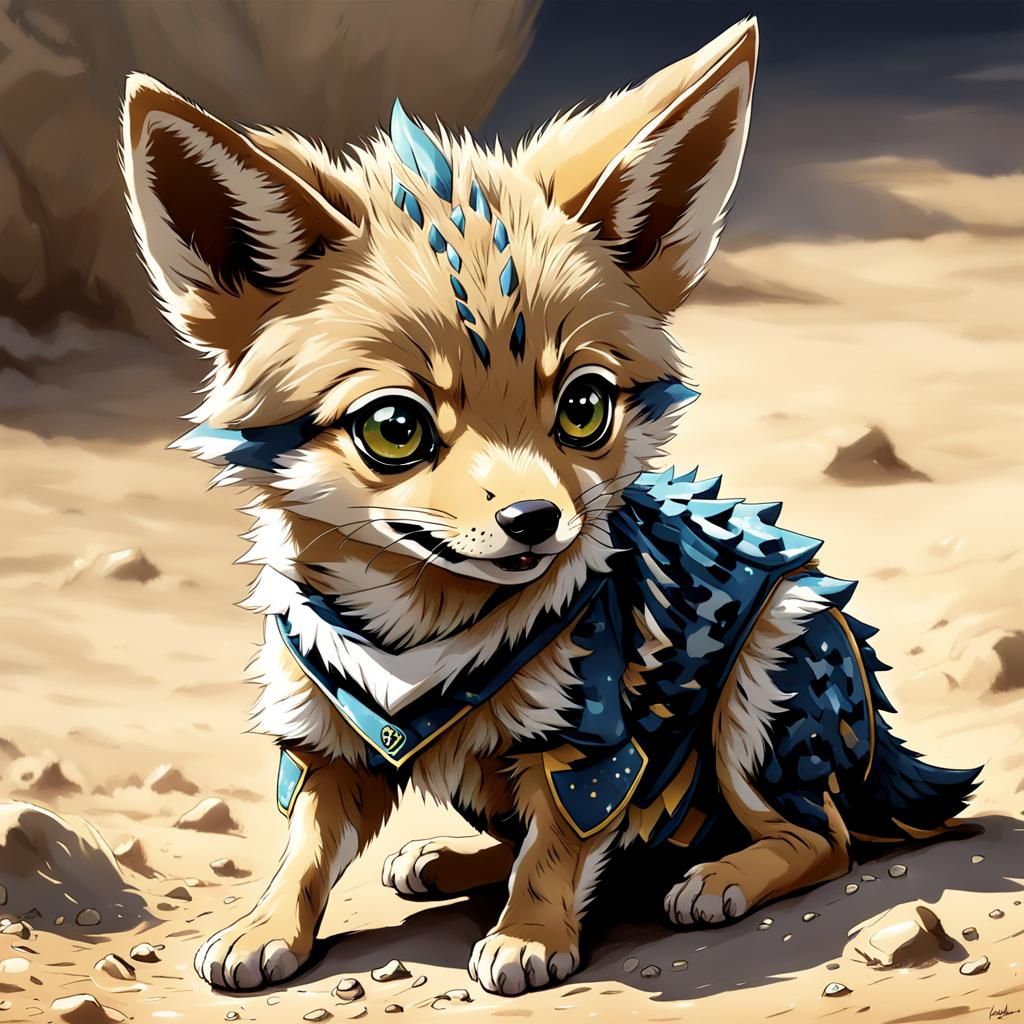 Anime Style Baby Jackal Illustration